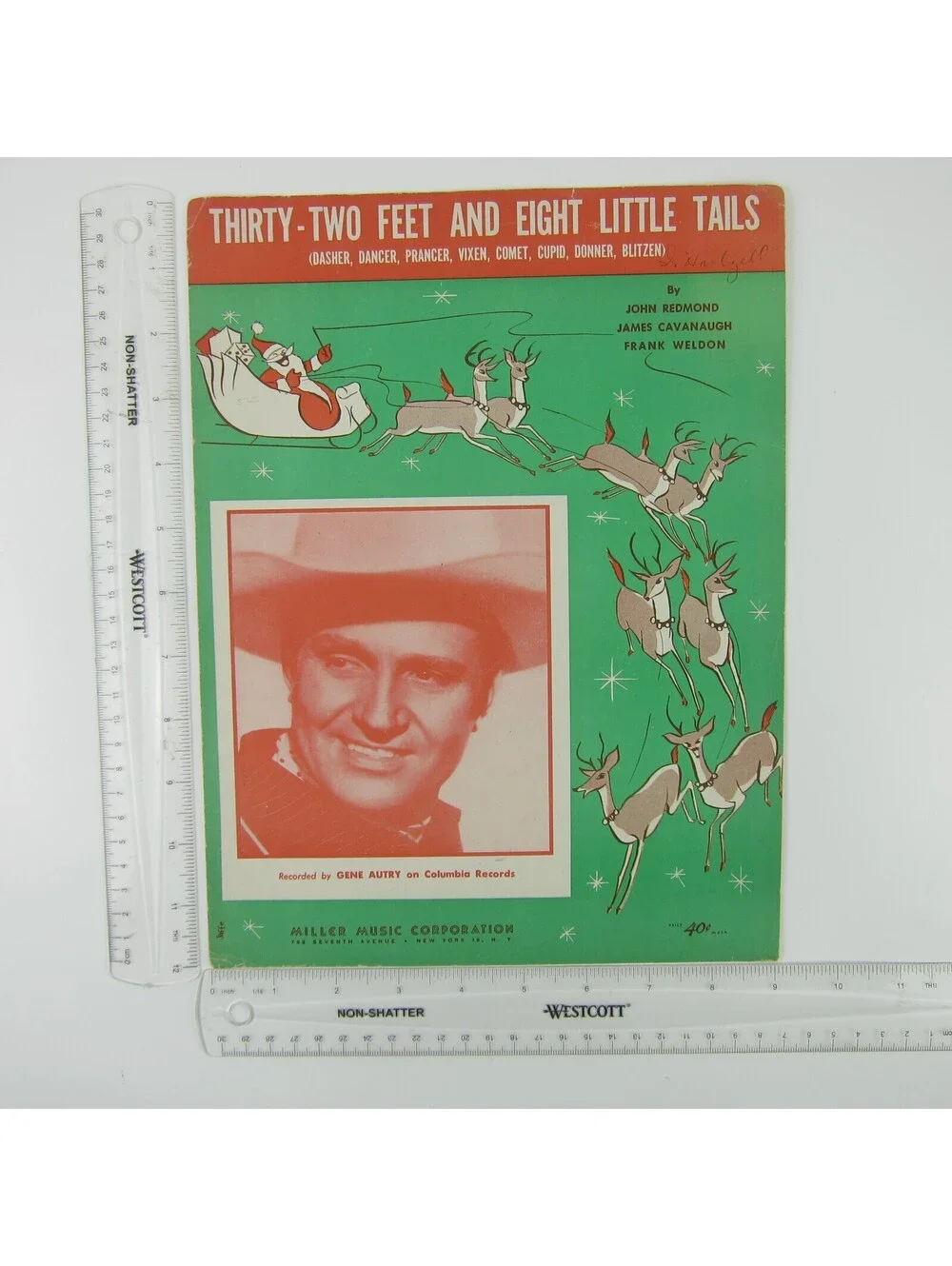 Sheet Music Thirty-Two Feet and Eight Little Tails Gene Autry Christmas 1940